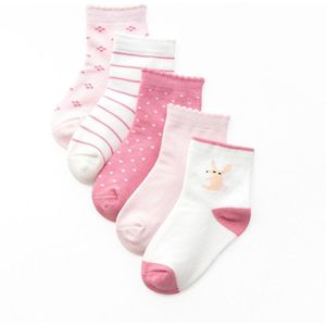 5 Paar Peuter Baby Zachte Katoenen Sokken Anti-Slip Cartoon Floor Kous Lente Herfst Winter Warm Midden Buis Sox voor Kinderen Jongen Meisje