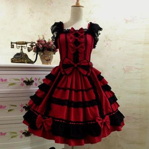 Vintage Gothic Strik Kant Lolita Jurk Vrouwen Patchwork Mouwloze Prinses Feestjurk Klassieke Aristocrat Lolita Dress Z1212