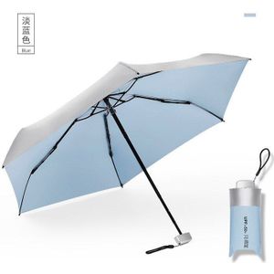 Platte Ultralight Paraplu Vrouw Titanium Zilver Lijm Uv-bescherming Sunny Rain Paraplu 5 Vouw 6 Bone Pocket Mini Parasol UPF50 +