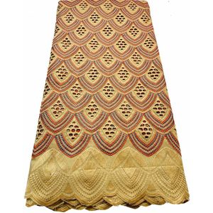 Puur Katoen Voile Kant In Zwitserland Afrikaanse Droge Kant Stof 2022 Nigeriaanse Voor Bruiloft YMY005 Geel