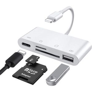 SD-kaartlezer voor iPhone en iPad met Dual Lightning en USB-C OTG-adapter - Compatibel met Camera, Micro SD