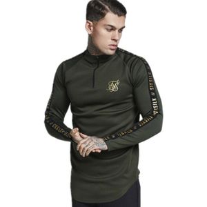 Mode T-shirt Mannen Slim Fitness Workout Tops Casual Coltrui Elastische Mannelijke Streetwear Lange Mouwen T-shirts