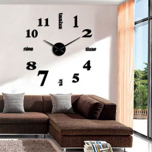 Moderne Diy Mute Grote Wandklok Home Decor Office 3D Spiegel Oppervlak Muursticker Klokken Giant Frameloze Decoratieve Klok Horloge