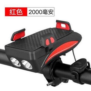 4in1 Bike bicycle Phone Holders & Stands LED Headlight Horn Bell Phone Bracket Holder USB Rechargeable For Samsung, iphone Huwei