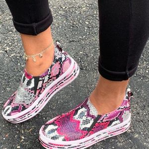 Vrouwen Slang Afdrukken Pu Lederen Gevulkaniseerd Schoenen Vrouwelijke Sneakers Mode Platform Vrouw Schoenen Wandelschoenen