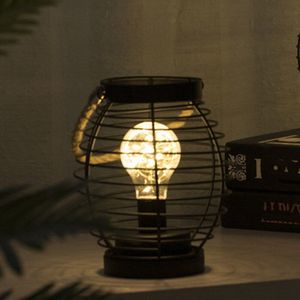 Creatieve Nachtlampje Led Koperdraad Smeedijzeren Draagbare Henneptouw Kleine Tafellamp Nordic Stijl Decoratie Lamp