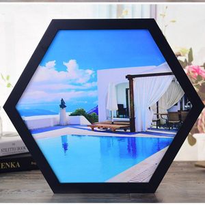 6-10 Inch Nordic Eenvoudige Hexagon Fotolijst Multilaterale Houten Frame Woonkamer Picture Wall Decor Mount Fotolijsten om De