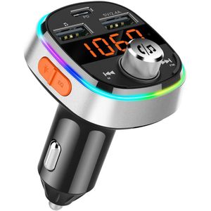 Fm-zender Bluetooth handsfree auto MP3 speler subwoofer kleurrijke sfeer verlichting dual USB PD3.0 Fast Charger