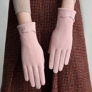 Vrouwen Touch Screen Handschoenen Winddicht Keep Warm Volledige Vinger Wanten Rijden Rijden Fietsen Solid Dunne Winter Gebreide Handschoenen