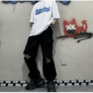 2 Stijl Hip Hop Rechte Wijde Pijpen Broek Broek Mannen Koreaanse Vintage Harajuku Broek Streetwear Pantalon Cargo Homme