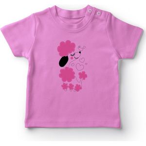 Angemiel Baby Cool Hond En Vogel Baby Meisje T-shirt Roze