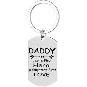 Rvs Sleutelhanger Vaderdag Dag Daddy Hero/Eerste Liefde