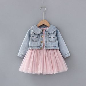 1 2 3 4T Pasgeboren Baby Meisje Kleding Outfits Sets Denim Jas + Tutu Jurk Pak Voor Baby Meisjes kleding Mode Baby Set