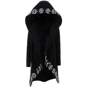 Vrouwen Goth Punk Hoodie Hekserij Lange Mantel Sweatshirt Poleron Mujer Harajuku Dark Gothic Onregelmatige Kleding Oversized Hoodie