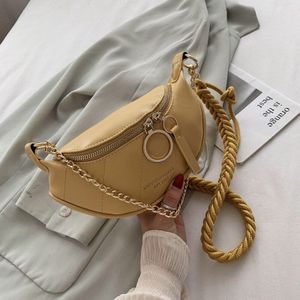 Vrouwen Messenger Bag Mode Rits Twist Bandjes Keten Handtas Vrouwelijke Kleine Pu Leer Borst Clutch Voor Daily Purse Pure Zak
