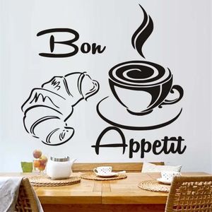 Moderne Koffie Croissant Franse Bon Appetit Keuken Whiteboard Muurstickers Home Decoratie Art Muurschilderingen YY315