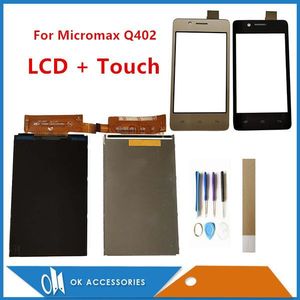 4.0 Inch Voor Micromax Bolt Q402 Bharat 2 Q402 Aparte Touch Screen En Lcd-scherm Zwarte Goud Kleur Met gereedschap Tape