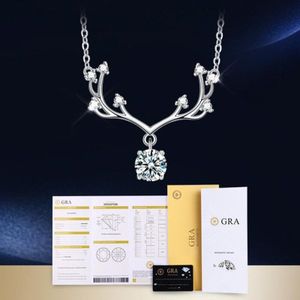 Echte 1ct 2ct Moissanite Herten Hanger 925 Sterling Zilver Rose Gouden Ketting Voor Vrouwen Sparkling Wedding Party Fijne Sieraden