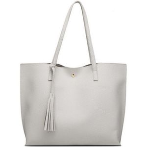 Vrouwen Meisjes Pure Kleur Kwasten Grote Capaciteit Schoudertas Vrouwelijke Winkelen Handtas Schouder Tote Bag Sac A Main Femme