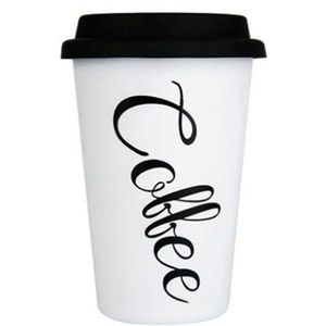 Mode Herbruikbare Rvs Koffie Thee Mokken Bekers Met Deksels Rietjes Brief 500Ml Mok Cup