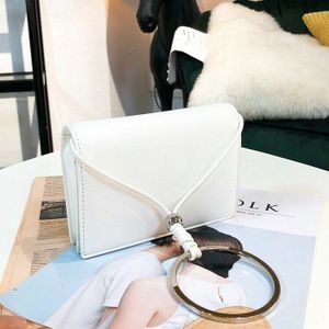 Mode Metalen Ring Pu Lederen Dames Stijl Handtas Schoudertas Crossbody Mini Tas Vrouwen Zakje Flap Tas