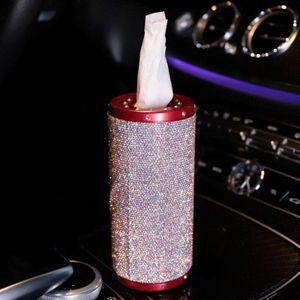 Bling Bling Wit Cystal Ronde Container Tissue Box Cover Bekerhouder voor Thuis Car Office Decor Universeel Type