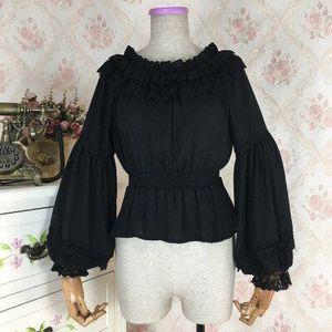 Gothic Lolita Blouse Victoriaanse Vrouwen Overhemd Retro Middeleeuwse Lolita Kostuum Tops Thee Party Plus Size Lange Mouwen