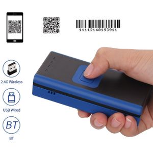 Handheld 1D 2D Qr Mini Barcode Scanner 3-In-1 Bt &amp; 2.4G Draadloze &amp; Usb Bedrade bar Code Reader Draagbare Scanner Ondersteuning Scherm Scan