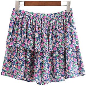 Kpytomoa Vrouwen Chic Bloemenprint Verstoorde Shorts Vintage Hoge Taille Side Rits Vrouwelijke Korte Broek Pantalones Cortos
