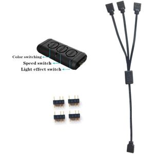 Pccooler 5V3 Pin 12V4 Pin Rgb Ventilator Licht Strip Controller Bevat 1 Tot 3 Verlengkabels Cpu Cooling Computer Case fan Adapter