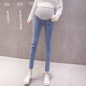 Zwangere Vrouwen Buik Broek Kwastje Zoom Slanke Heupen Moederschap Skinny Empired Jeans Mode Kantoor Dame Elegante Denim Broek