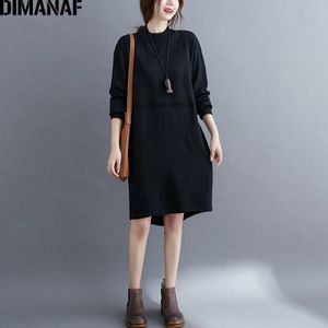 Dimanaf Plus Size Vrouwen Jurk Trui Trui Vestido Dikke Breien Winter Herfst Warm Vrouw Lady Casual Lange Mouwen Kleding