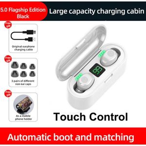 F9 Tws 5.0 Bluetooth Oortelefoon Draadloze Hoofdtelefoon Touch Control Headset Gaming Oordopjes In Ear Oortjes Met Dual-Microfoons
