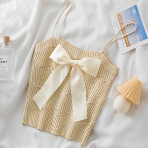 Parel Dagboek Zomer Westerse Stijl Innerlijke Slijtage Boog All-Matchin Vrouwen Top Breien Mouwloos Vest