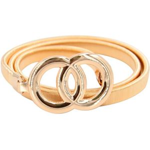 Dubbele Ringen Ketting Riem Voor Vrouwen Elastische Stretch Zilveren Gouden Riem Metalen Dunne Dames Jurk Riem Tailleband