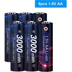 Aa 1.5V Li-Ion Oplaadbare Batterij 3000mWh 1.5V Aa Lithium Oplaadbare Batterij 1.5V Aa Batterijen Voor Afstandsbediening aa Batterij