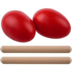 1 Paar Plastic Percussion Musical Ei Maracas Shakers Red & 2Pcs Percussie Rhythm Sticks Kinderen Muzikaal Speelgoed