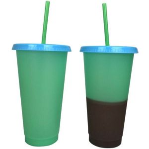 1 Pc Milieubescherming Pp Materiaal Temperatuurgevoelige Plastic Kleur Veranderende Beker Koud Water Kleur Veranderende Stro Cup