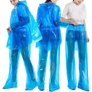 Wegwerp Split Regenjas Volwassen Transparant Regenkleding Set Waterdichte Hooded Overall Beschermende Pak Beveiliging Kleding