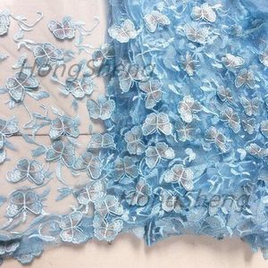 Zwart licht paars blauw vlinder Chiffon Stof Doek trouwjurk avondjurk jurk Kleding stof Geborduurde stof