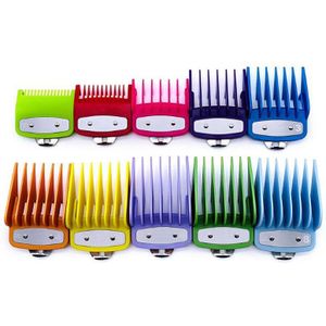 10Pcs Voor Wahl Kleurrijke Gids Kam Meerdere Maten Metalen Limited Kammen Tondeuse Snijgereedschap