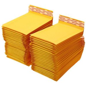 50 Stks/partij Top Geel Kraft Bubble Mailers Gevoerde Enveloppen Zak Zelf Seal Business Kantoorbenodigdheden