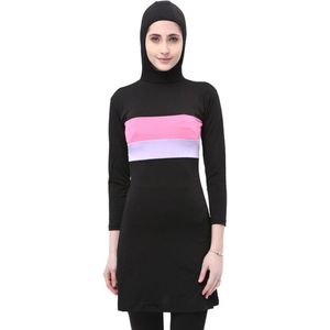 HAOFAN Vrouwen Streep Gedrukt Moslim Badmode Hijab Muslimah Islamitische Plus Size Badpak Zwemmen Surfkleding Sport Burkinis 5XL