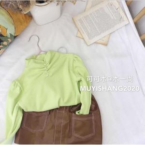 Korea Stijl Meisjes Ruches T-shirt Katoen Mode Herfst Meisjes Top 2-7T F641