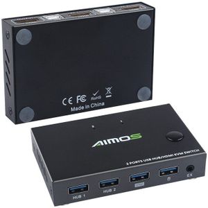 For 2 PC Sharing Keyboard Mouse Printer Plug And Paly Out USB HDMI KVM Switch Box Video Display USB Switch Splitter