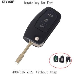 Keyyou 433 Mhz 3 Knoppen Flip Folding Auto Afstandsbediening Voor Ford Mondeo Focus Fiesta C Max S Max Galaxy