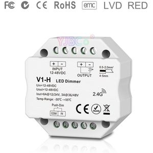 V1-H 2.4G Rf Enkele Kleur Led Dimmer Dc 12V 24V 36V 48V Step-Minder dimmen Led Controller Voor Enkele Kleur Led Strip