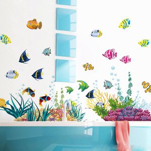 Diy Tropivsl Vis Kinderkamer Muursticker Home Decor Sticker Verwijderbare Art Kids 3D Stickers Voor Badkamer Cartoon Onderzeese Wereld