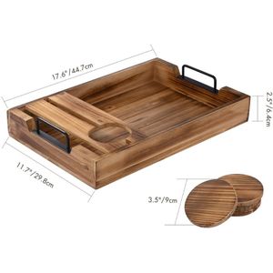 Houten Rechthoek Lade Met Handvat, dienbladen Wijn Voedsel Taart Keuken Opbergvak Organizer Thee Lade Voor Salontafel Decor