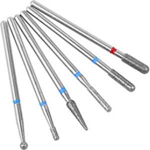 6 stks/set Pro Gel Nagels Boor Diamant Slijpen Hoofd Nail Frez Diamentowy Metalen Schacht Manicure Machine Accessoires
